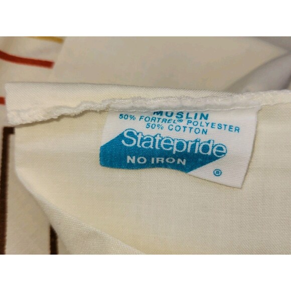 Vtg 70s StatePride Chevron Pillowcase Muslin Standard Size Cream Brown Orange - Picture 4 of 5